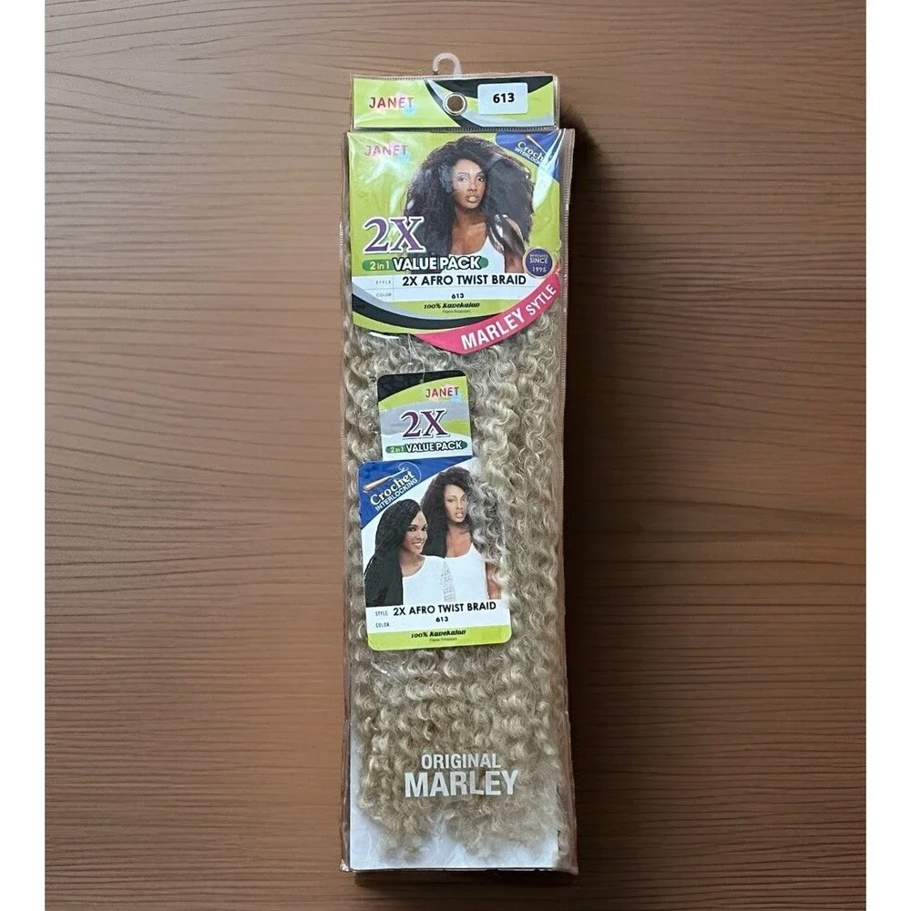 Janet Blonde Afro Twist Braid Kanekalon Hair Extensions 2x Pack Marley Style